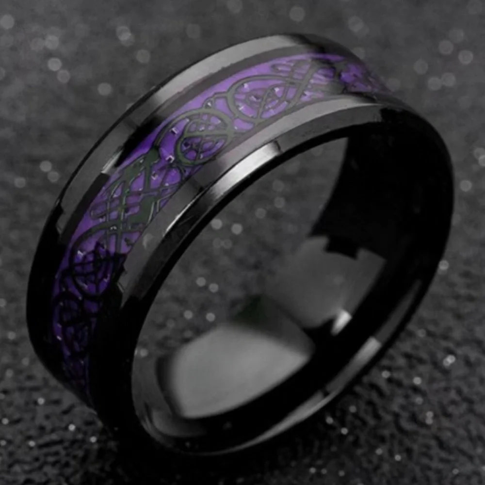 Men’s Black and Purple Celtic Knot Ring Size 12